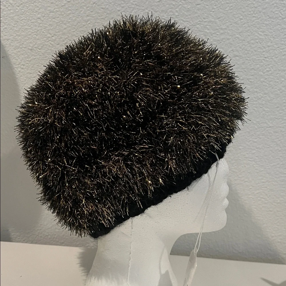 Black and Gold Handmade Beanie